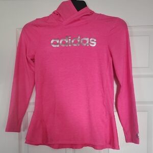 Adidas Vibrant Pink Hoodie with Silver Logo